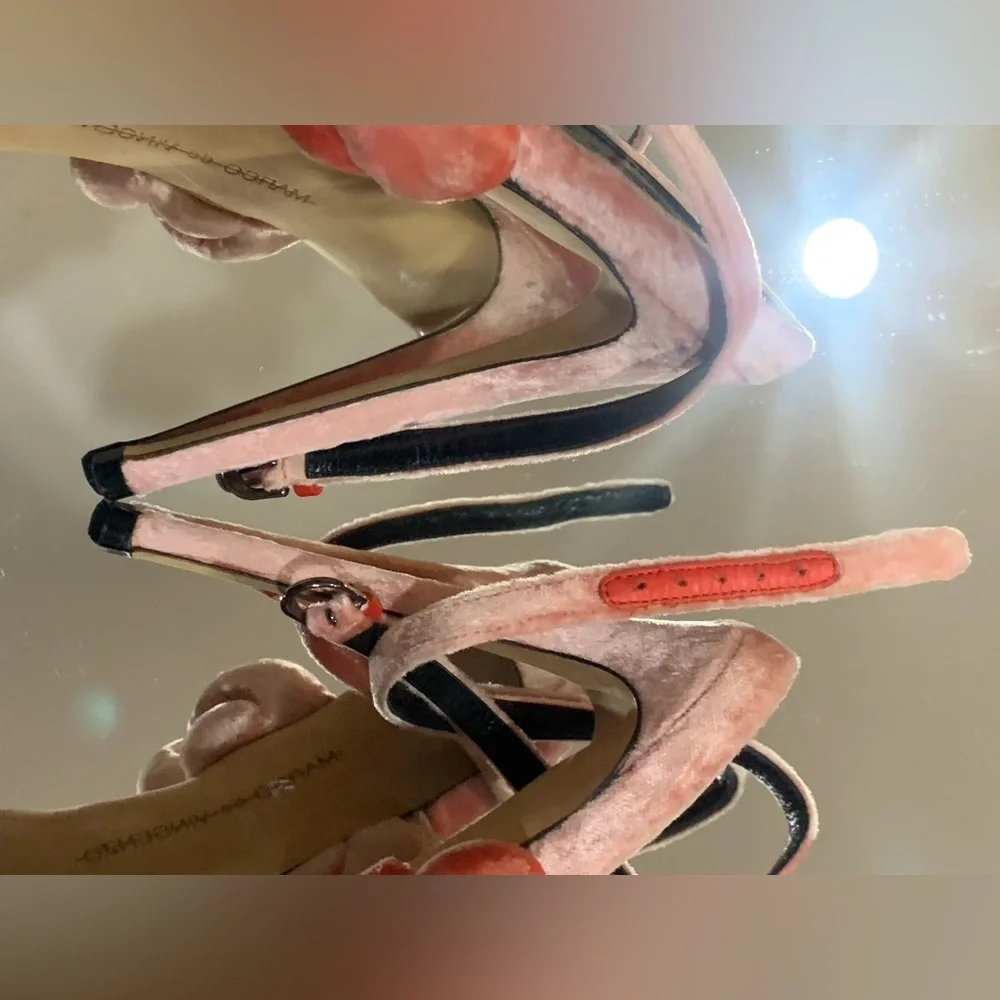 MARCO DE VINCENZO Velvet Sandals - PINK! - Picture 6 of 9